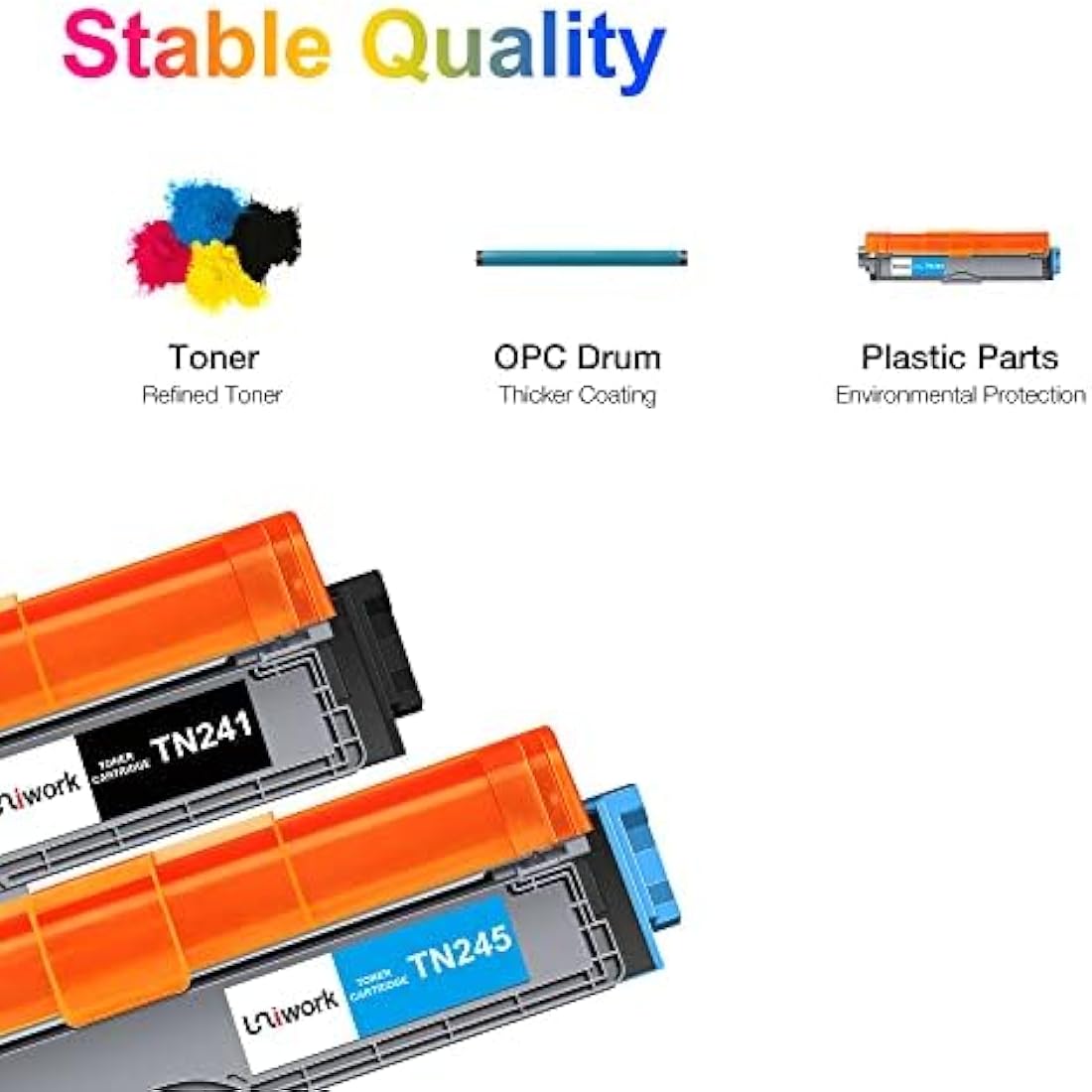 Uniwork Compatible Toner Cartridges for Brother TN-241/245 for Brother DCP-9020CDW DCP-9015CDW HL-3140CW HL-3150CDW HL-3170CDW MFC-9330CDW MFC-9140CDN MFC-9340CDW MFC-9130CW (Package may vary)