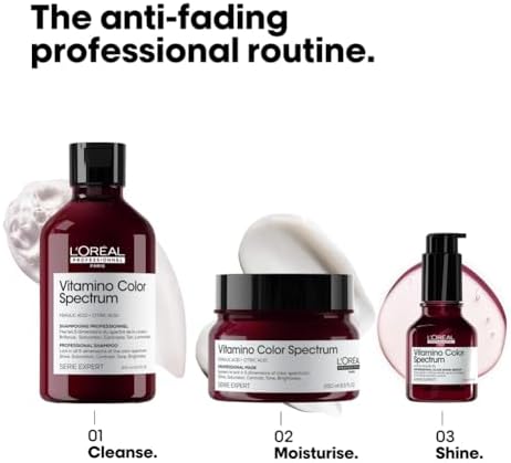L'Oréal Professionnel Vitamino Color Spectrum Sulphate Free Shampoo, For Coloured Hair, With Ferulic Acid + Citric Acid, Shine, Lock in Day 1 Colour Vibrancy for 100 Days