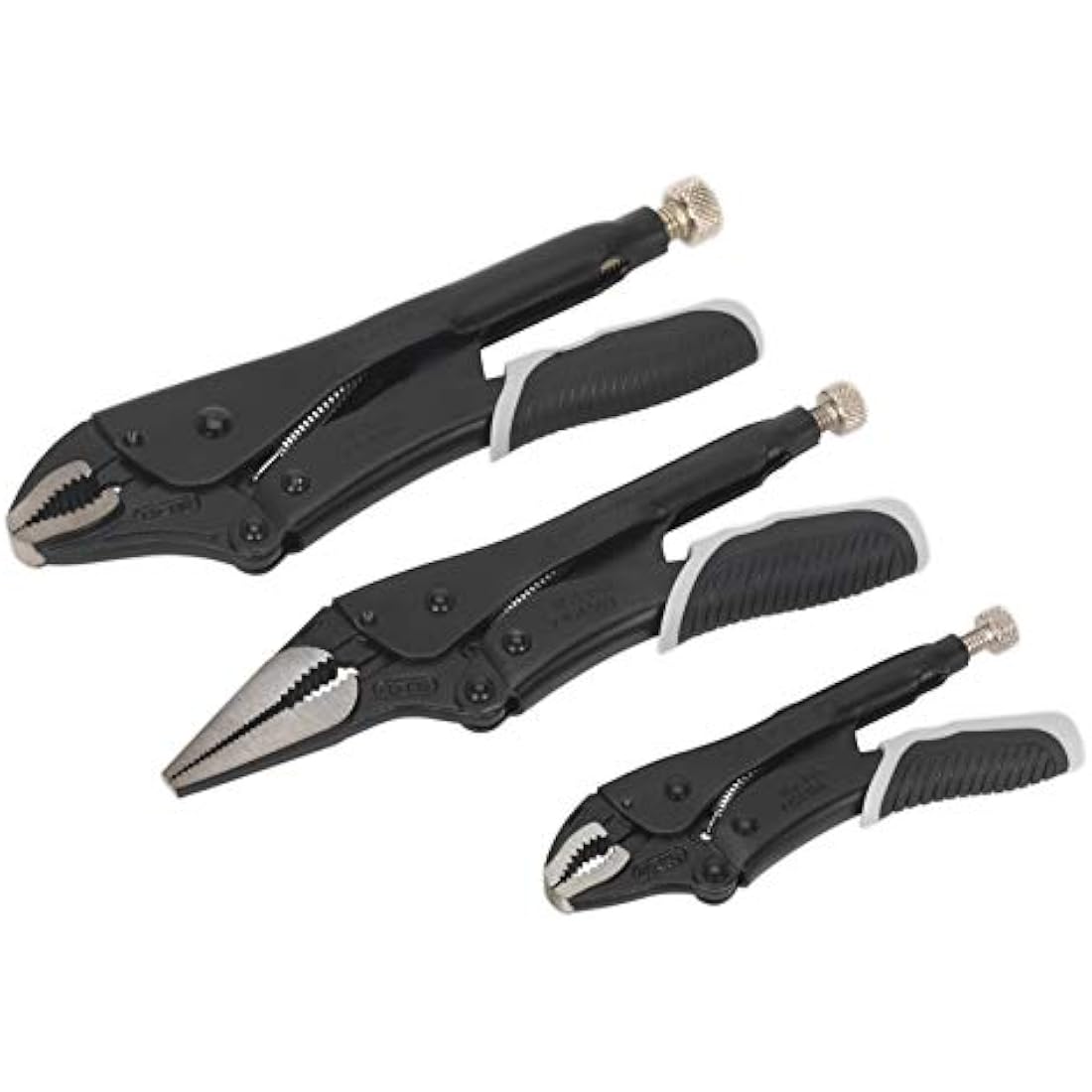 Sealey Ak6863B Locking Pliers Set 3Pc Quick Release Black Series