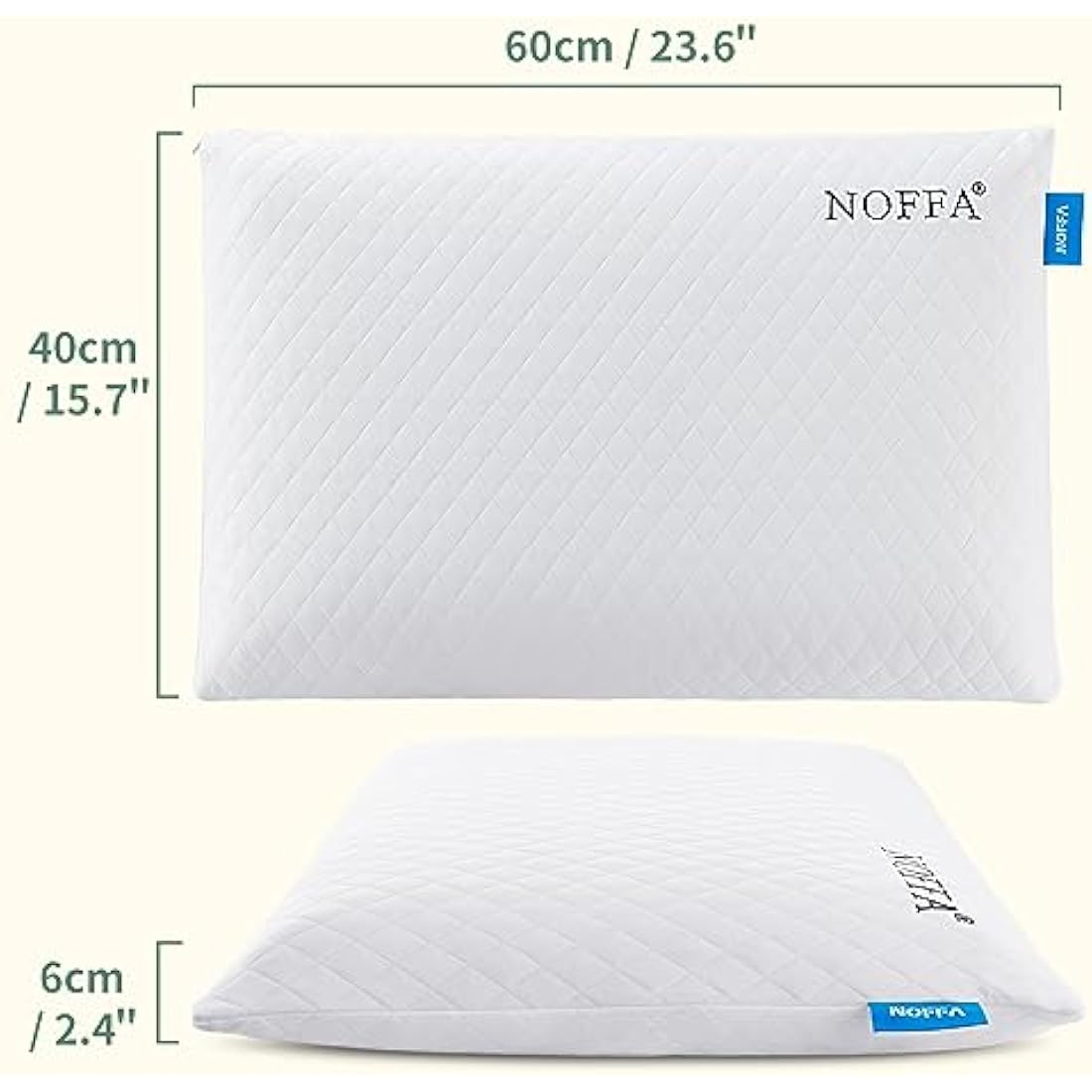 NOFFA Thin Pillow for Adults, 2.4” Slim Memory Foam Pillow Flat for Sleeping, Low Profile for Kids/Stomach Sleeper, Standard with Washable Cover