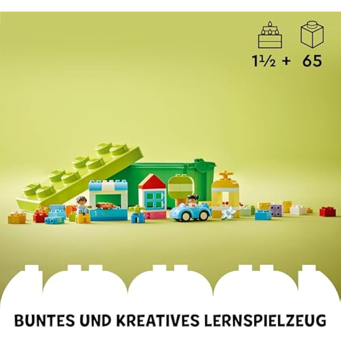 LEGO DUPLO Brick Box - Educational Stacking Toys for 1+ Year Old Boys & Girls - incl. Colourful Number Bricks, a Car & 2 Figures, plus Toy Storage - 10913