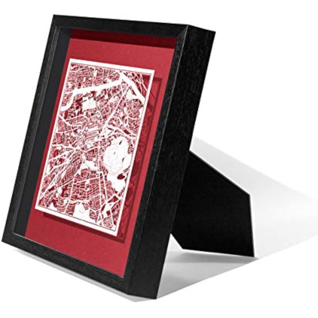 O3 DESIGN STUDIO Edinburgh Marco de Papel para mapas, White map, Black frame, 9x9 inches, Gift Boxed, 4 background color, self-changing, Paper Art