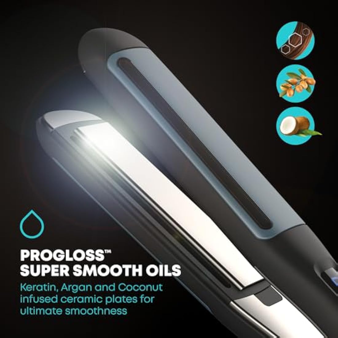 REVAMP Hydro Shield X Shine Ceramic Hair Straighteners - Long Plates for Fast One Stroke Styling, Straightening, Smart Sensor Heat Protection, 4 Ionic Jets - Salon Professional Hair Straightener