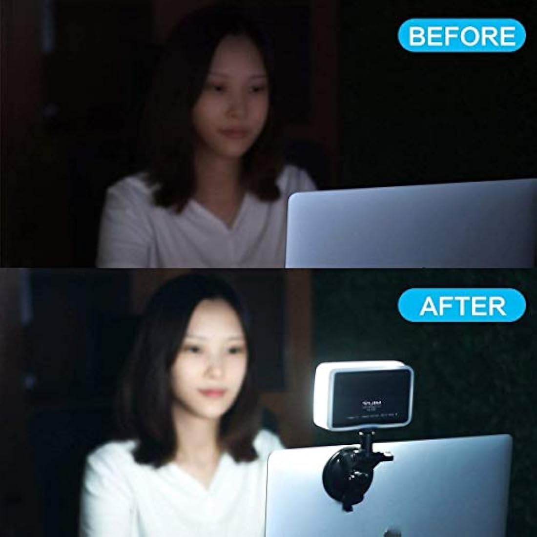 VIJIM VL120 Powerful Portable LED Video Call Lamp Kit with Suction Cup for Laptop/Computer/Monitor