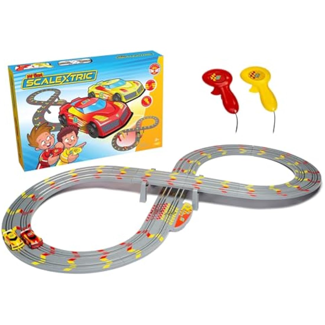 My First Scalextric Racing Track Sets for Kids Ages 3+ - Mains Powered Micro Race Car Set, Toy Cars Race Tracks for Boys. Incl. 1x Speed Track, 2x Racing Cars, 2x Controllers - Kids Toys Gifts