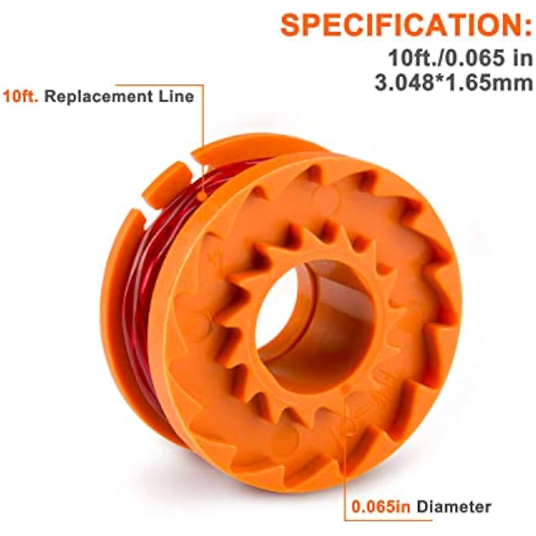 Worx Strimmer Spool Lawn Mower with 4 Pcs Spool Lawn Mower & 1 Pcs replacement cap, Strimmer Spool Grass Trimmer Spool Replacement Trimmer Spool Lawn Mower Line Worx Replacement orange
