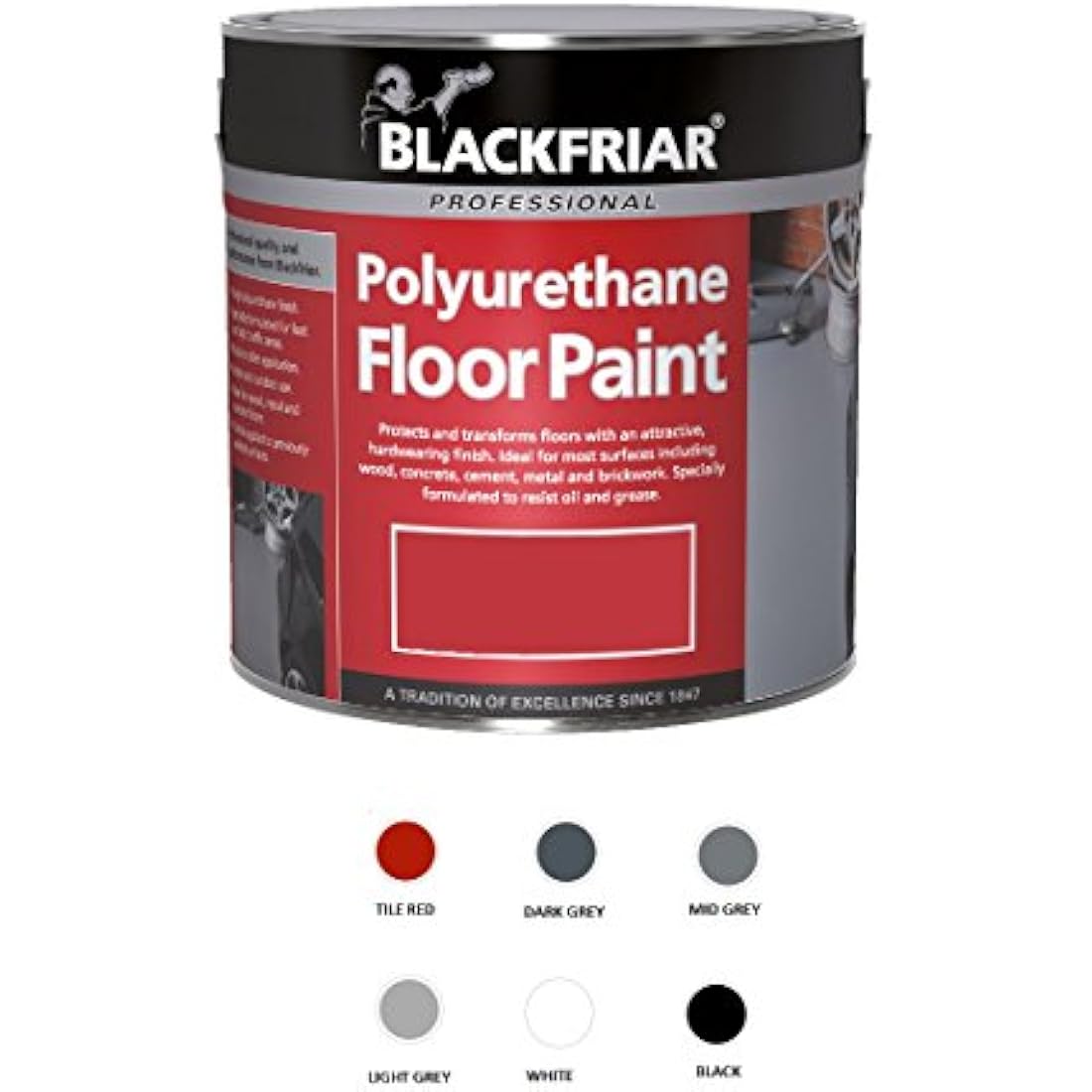 Blackfriar Polyurethane Floor Paint for Indoor Outdoor Use 5L Mid grey