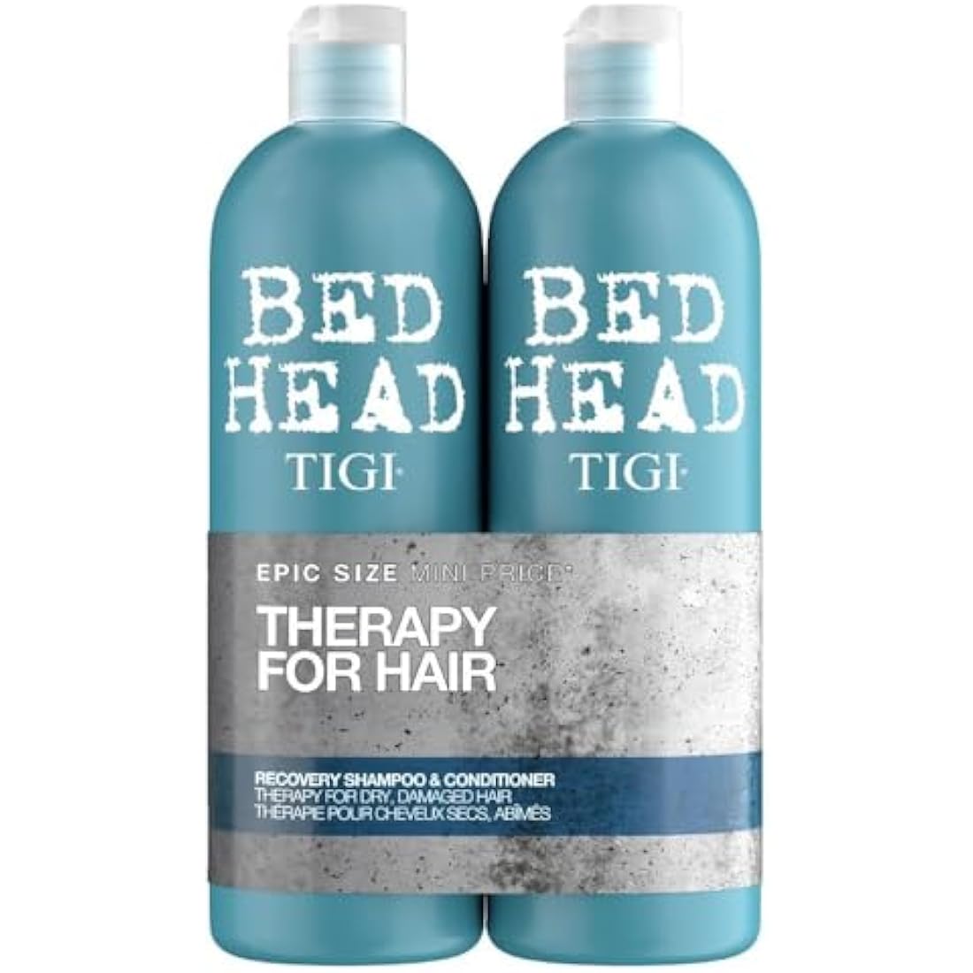 Bed Head by TIGI | Recovery Shampoo and Conditioner Set | Professional Moisturising Hair Repair Treatment | Ideal For Dry And Damaged Hair | 750 ml ( Pack of 2)