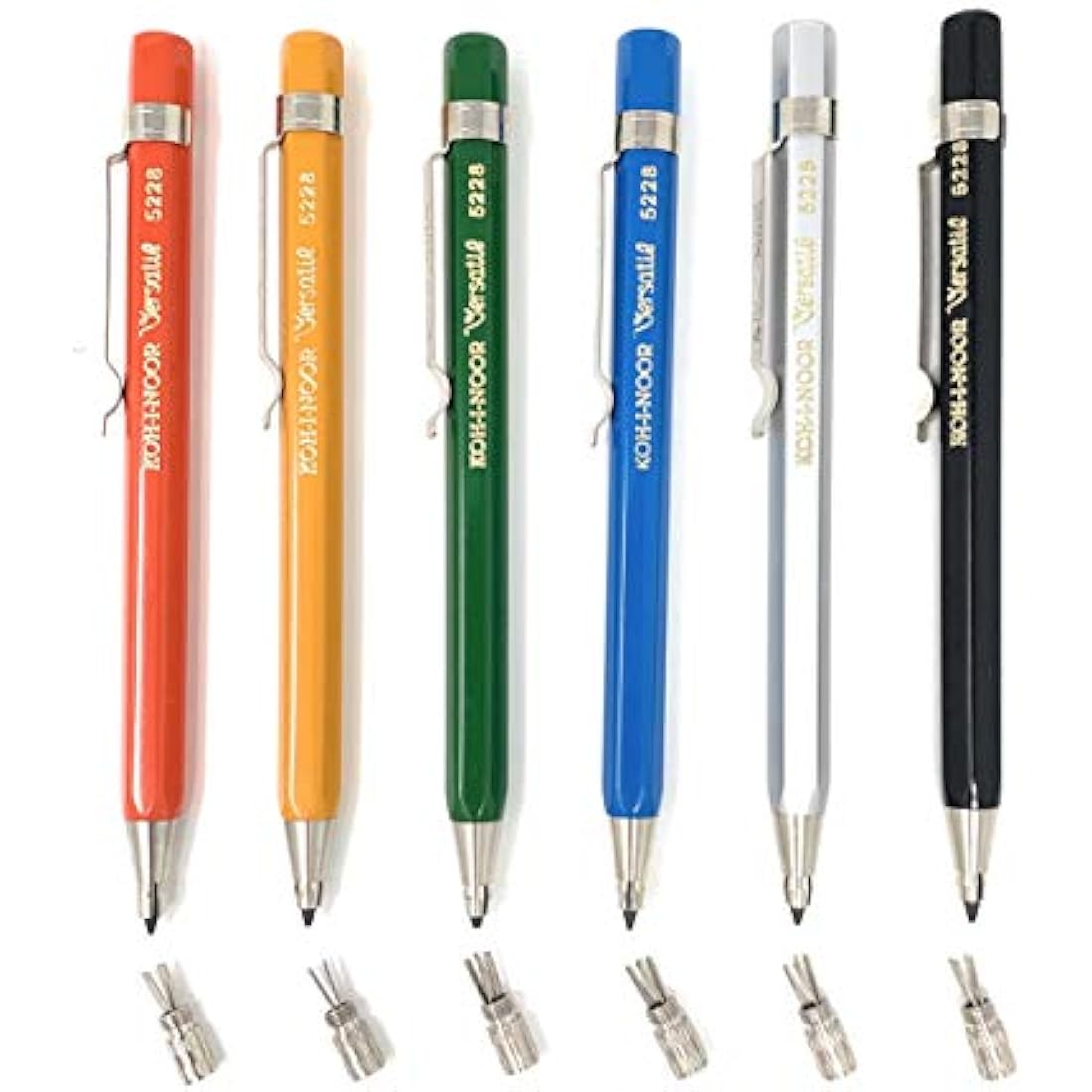 Clutch Pencil Mechanical Pencil Short 2 mm Thick Lead Koh-I-Noor Set of 6 with Leads