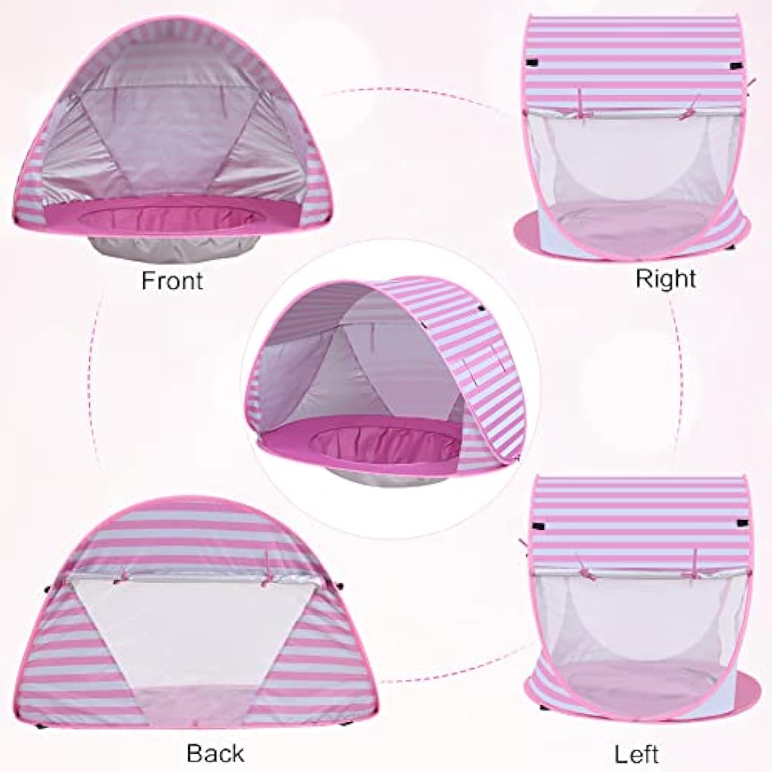 Pop up Beach Tent Outdoor Automatic UV Protection baby Portable Shade Sun Shelter Canopy Tent for Family Garden Camping Picnic (Pink)