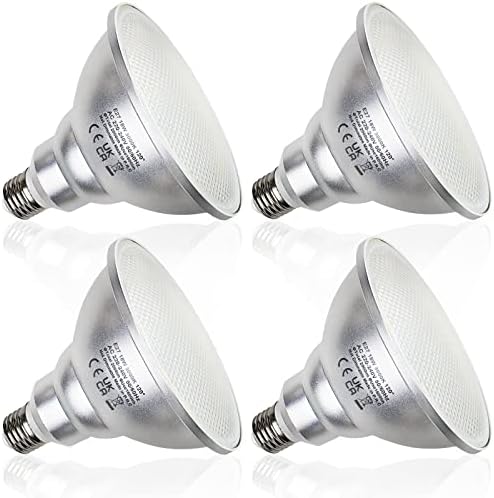Unikcst 4X 18W PAR38 E27 LED Floodlight Bulbs PAR 38 Reflector Light 2000LM ES Cap 120° Beam Angle Warm White Replace 180W Halogen lamp