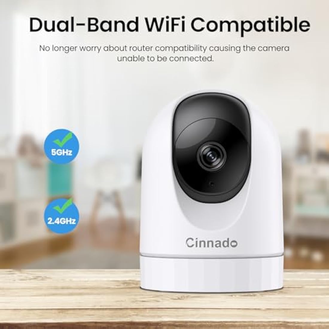 Cinnado 5G Indoor Camera - 5MP Baby Monitor Camera with APP, CCTV Camera, 5G/2.4G Dual-Band 360° Pet Dog Cam, Motion Tracking, 24/7 Recording, IR Night Vision