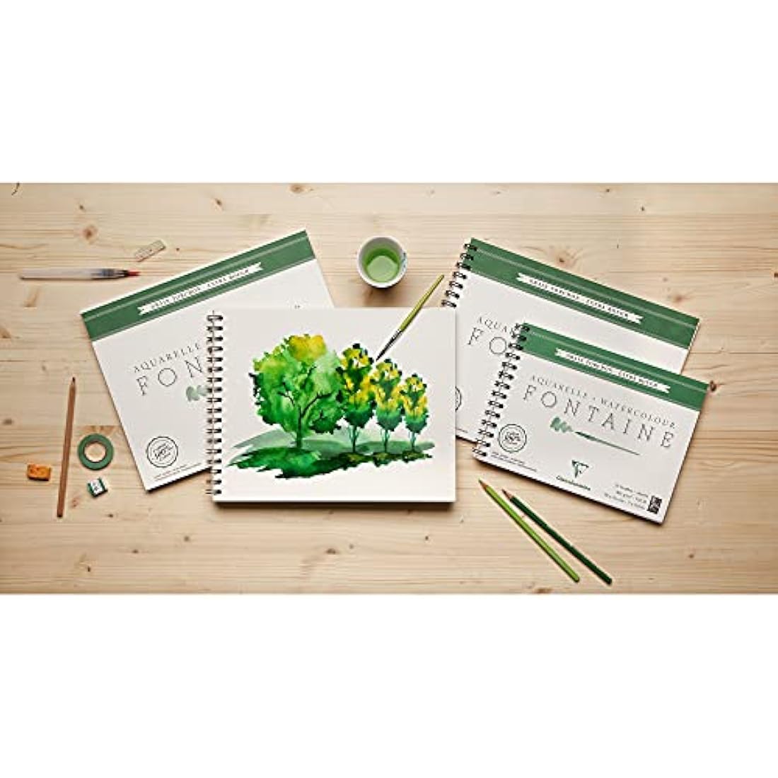 Clairefontaine - Ref 96430C - Fontaine Extra Rough Watercolour Glued Pad (25 Sheets) - 30 x 40cm Size, 300gsm Paper - Suitable for Watercolour Artwork