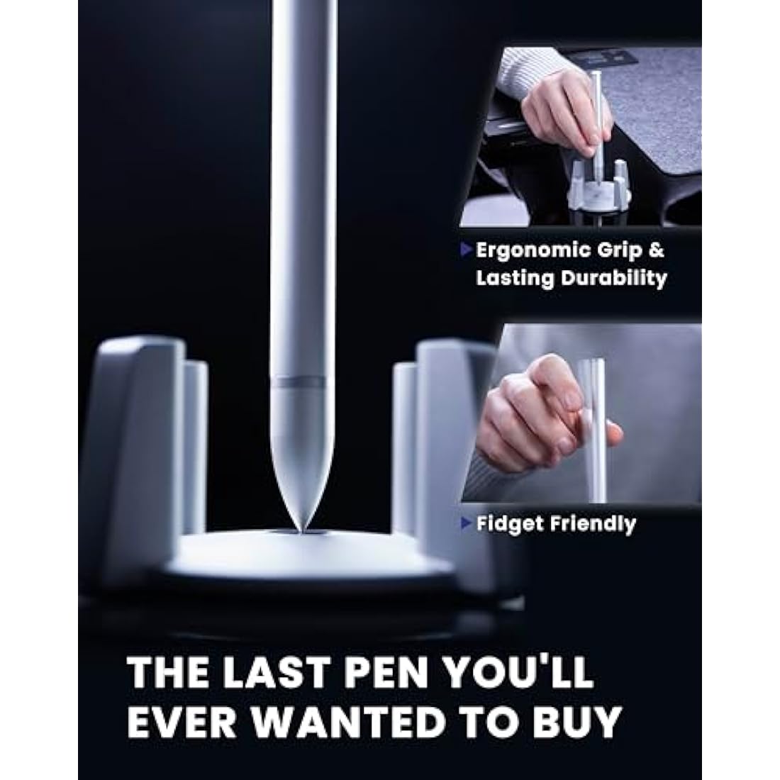 novium Hoverpen - Luxury Pen for Men & Women, Vertically Standing Executive Ballpoint Pen with Top Grade Free-Flowing Ink & Refill, Unique Gifts for Men, Desk Pen, office Decorations