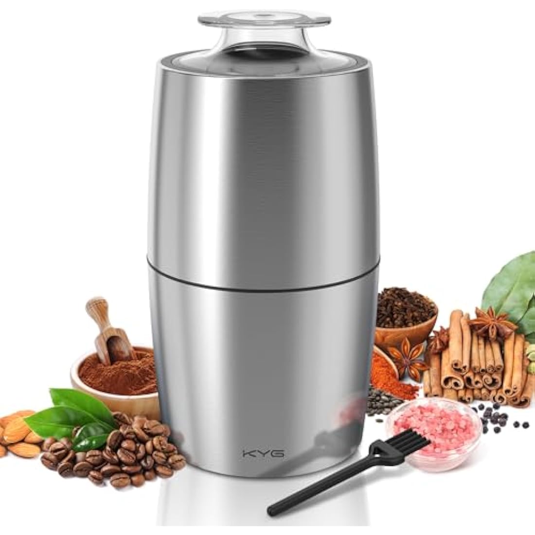 KYG Electric Coffee Grinder - Stainless Steel 300W Motor, 70g Capacity, Low Noise 45dB for Coffee Beans, Spices, etc