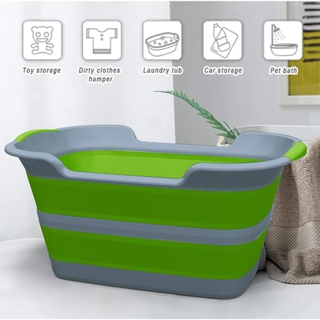 ddLUCK Multi-Functional Collapsible Pet Bathtub with Drainage Hole, Portable Indoor Outdoor Foldable Washing Tub Bathing Tub Small Pets Bathtub for Puppy Small Dogs Cats (Green)