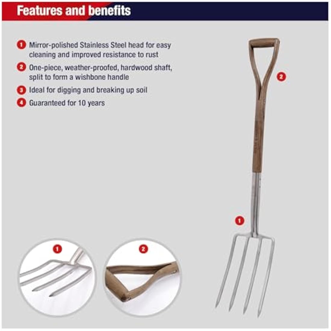 Spear & Jackson 4550DF Traditional Stainless Steel Digging Fork