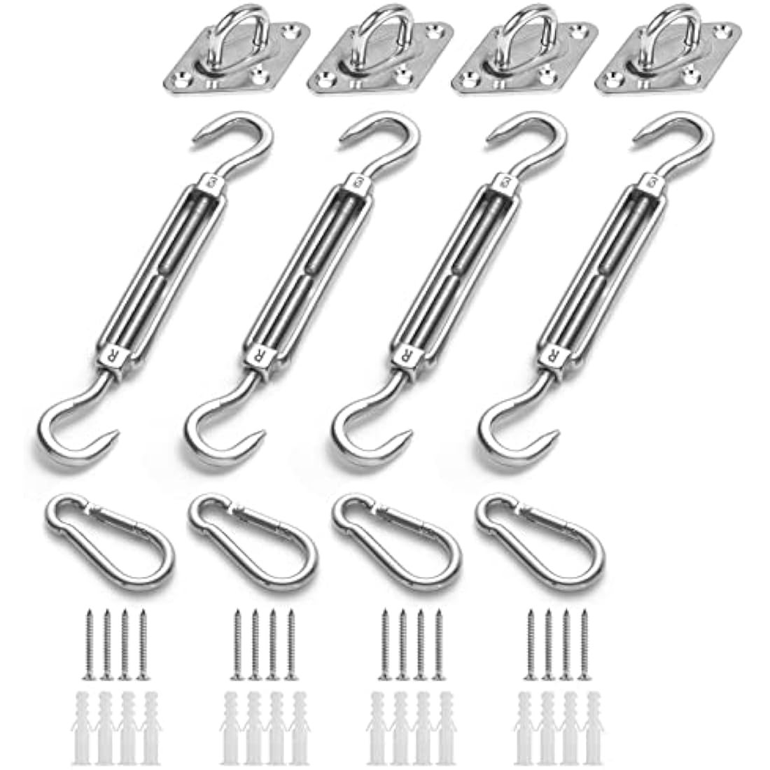 HOMPER Awning Attachment Set, Heavy Duty Sun Shade Sail Stainless Steel Hardware Kit for Garden Triangle and Square, Rectangle,Fixing Accessories