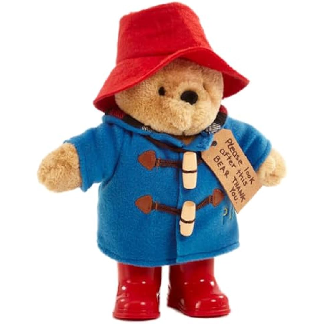 Rainbow Designs Classic Paddington Bear with Boots - 25cm Standing Plush Character - Soft & Cuddly Paddington Teddy Bear with Iconic Duffle Coat, Bush Hat & Shiny Red