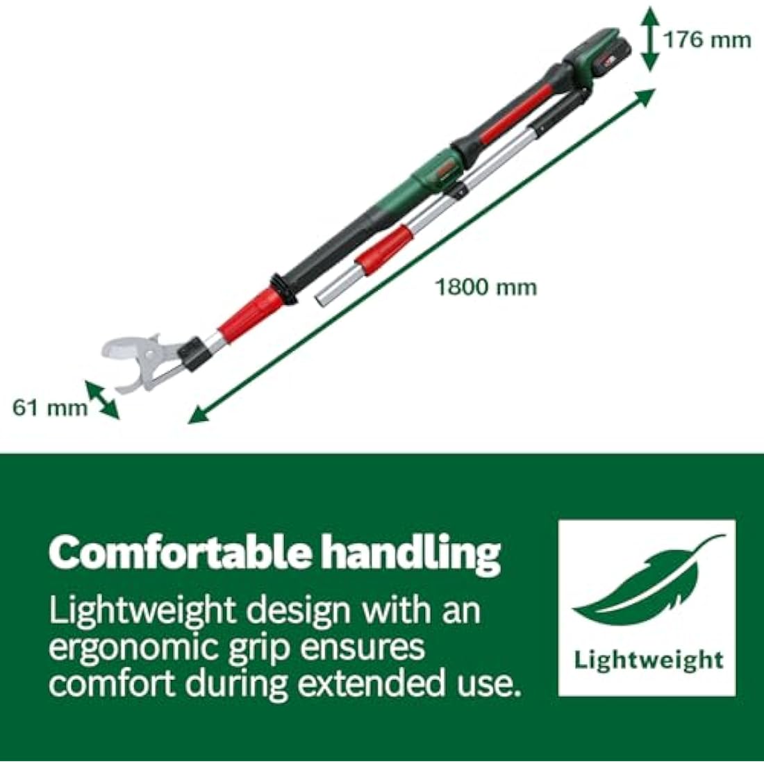 Bosch Cordless Pruner AdvancedPrune 18V-45 (for Effortless Cutting of Branches Up to 45mm; 18 Volt System; Up to 600 Cuts; with Extension Pole, Without Battery Or Charger)