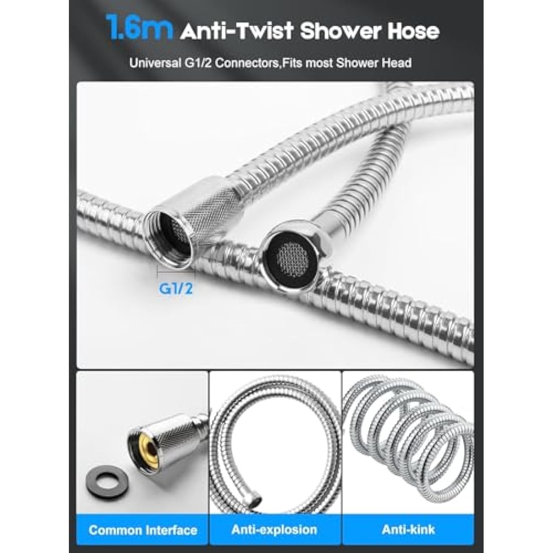 YEAUPE PRO Filter Shower Head and Hose - High Pressure 6 Modes Φ130mm Bathroom Shower, Remove Residual Chlorine Water Softener for Hard Water,Large Powerful Flow,Universal Replacement Showerheads