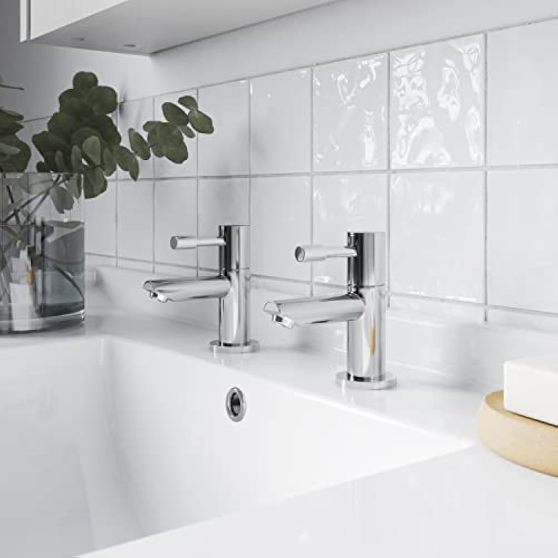 Nuie FJ318 Series Two ǀ Modern Bathroom Round Mono Basin Mixer Tap with Push Button Waste, 52 x 150 x 131mm, Chrome