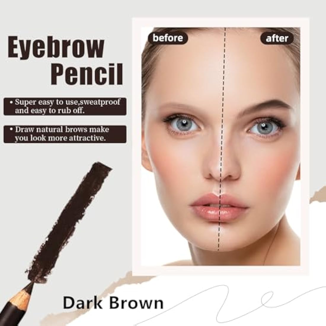 Go Ho 12 PCS Brown Eyebrow Eyeliner Pencil Set, Waterproof Eyebrow Pencil,Long-lasting Sweat-proof Eyeliner Makeup Brow Tint Pen（Dark Brown）