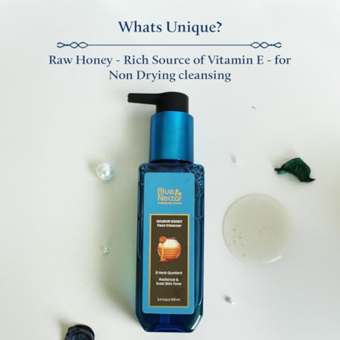 Blue Nectar Ayurvedic Tan Removal Face Wash for Glowing Skin | Honey Aloe Vera Detan Face Wash for Dry Skin, Oily Skin and Combination Skin (8 Herbs, 200ml)