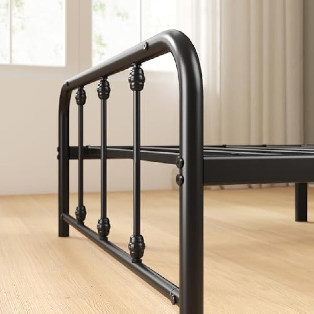 ZINUS Florence Single Bed Frame – Bed 90x190 cm – 35 cm Height –Metal Bed Frame with Headboard and Footboard – Platform bed with steel slat support – Clearance under the bed - Easy Assembly – Black
