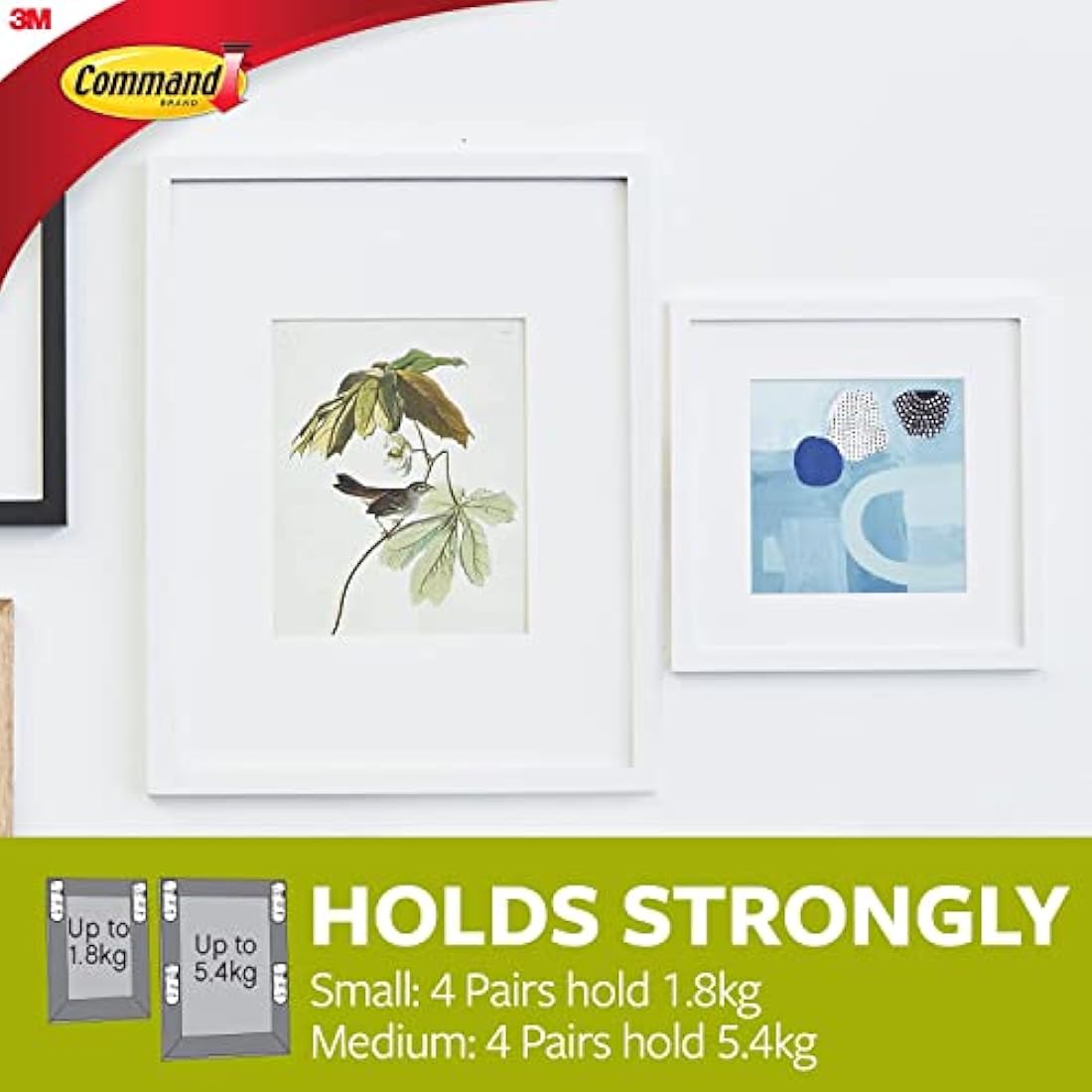 Command Picture Hanging Strips, Value Pack - 10 Pairs of Small (20 Strips), 8 Pairs of Medium (16 Strips) Adhesive Strips - For Pictures & Frames in Different Sizes - Damage Free Hanging