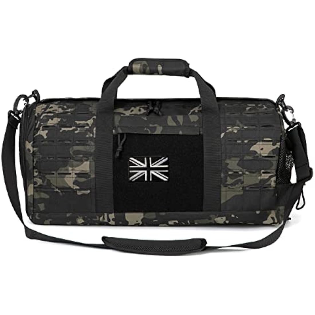 QT&QY 40L Military Tactical Duffle Bag for Men, Sport, Gym, Fitness, Travel, Training, Workout, Football, Weekender, Black, Polyester, 53.5cm x 25.5cm x 25.5cm