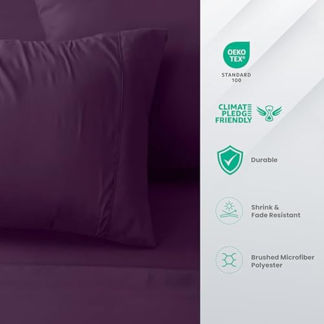 Utopia Bedding Bed Sheet Set Double, Purple, 4 Piece – Fitted Sheet, Flat Sheet with 2 Pillow Cases 50x75 – Wrinkle, Shrinkage and Fade Resistant – Soft Brushed Polyester Microfiber Fabric