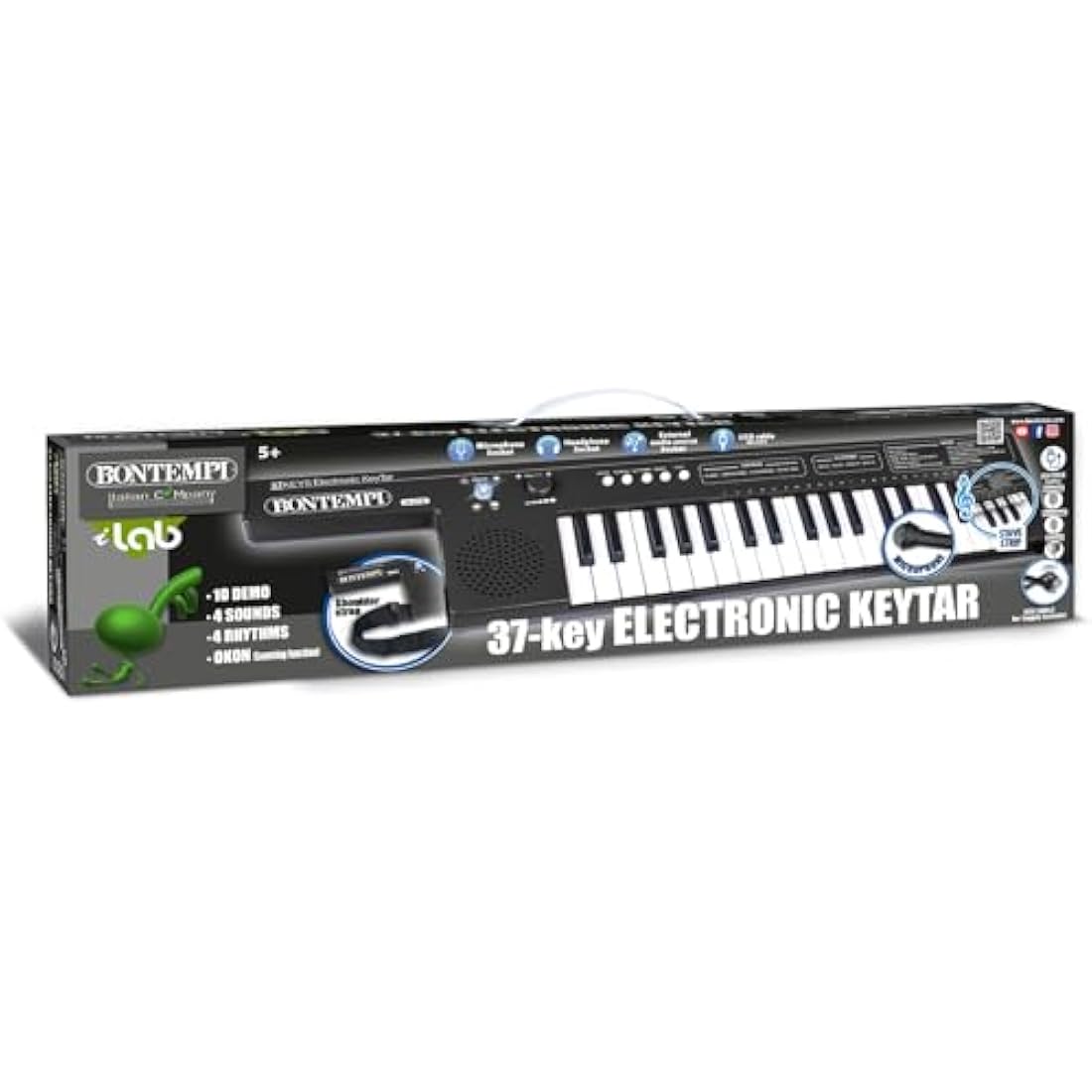 Bontempi | KeyRhythm - 37 Keys Keytar with Shoulder Strap and Rechargeable Battery for Unlimited Music Freedom