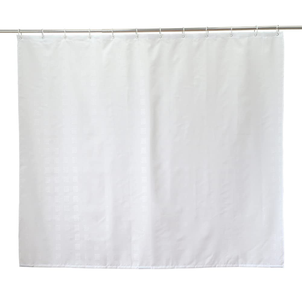 YISURE White Textured Short Shower Curtain, Small Shower Curtain for Bathroom Tub, Waterproof Fabric and Plastic Hooks 59" W x59 L /150x150cm