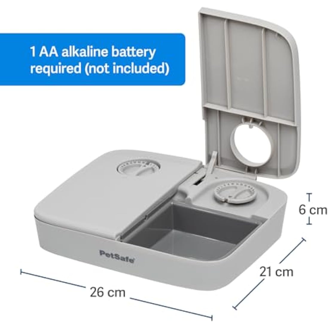 PetSafe 2 Meal Automatic Feeder, Built-in Timers, BPA Free Food Bowl, Suitable for Dry Food,Grey