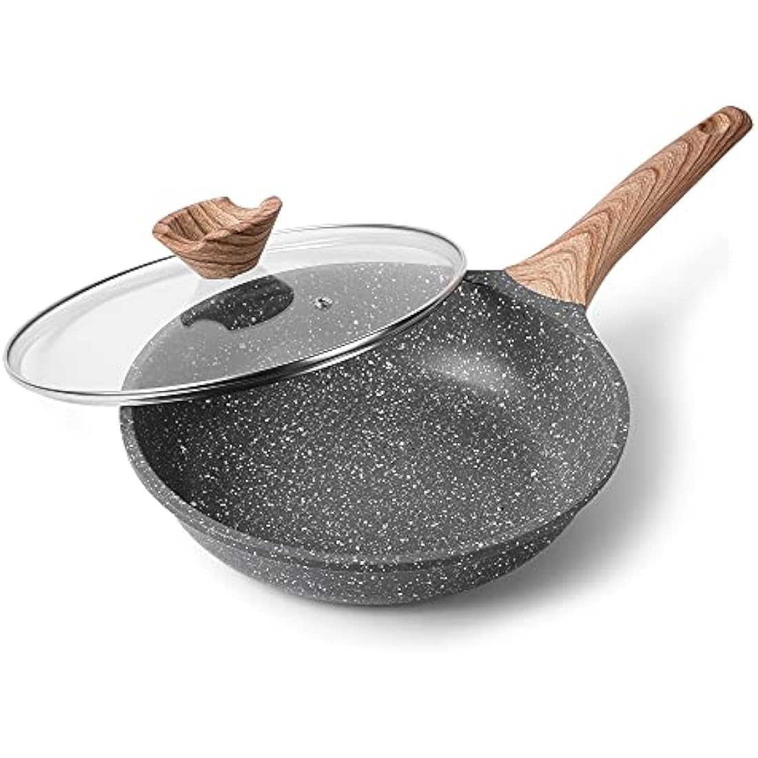 ZUOFENG Nonstick Frying Pan Skillet 24cm, Stone Pans Cookware Granite Coating, Induction Pans Saucepans Omelette Skillet