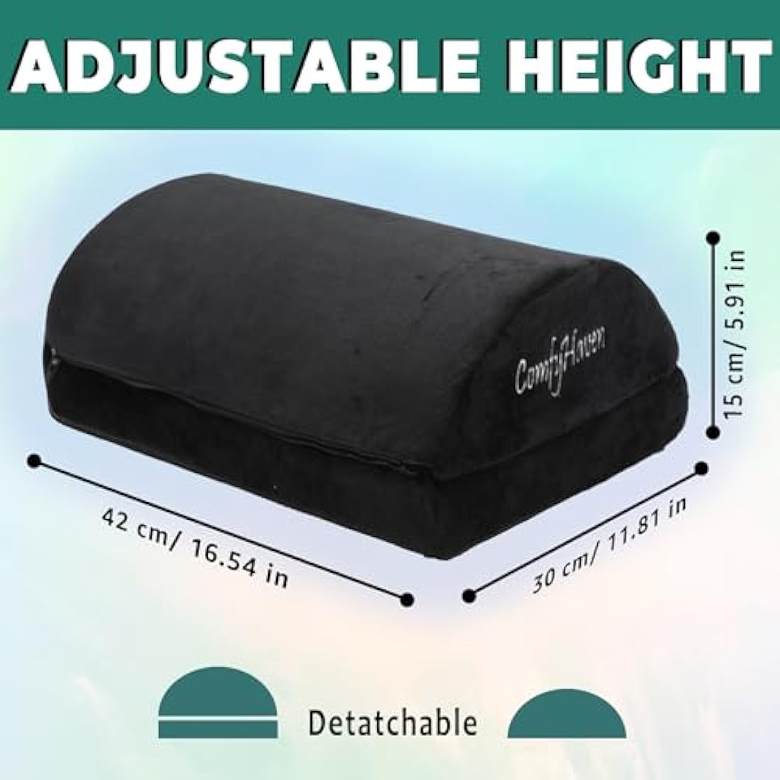 ComfyHaven Premium Adjustable Ergonomic Under Desk Foot Rest Ideal for Office & Home Use, Memory Foam Foot Stool - Relieves Back & Hip Pain (Velvet (Velboa))