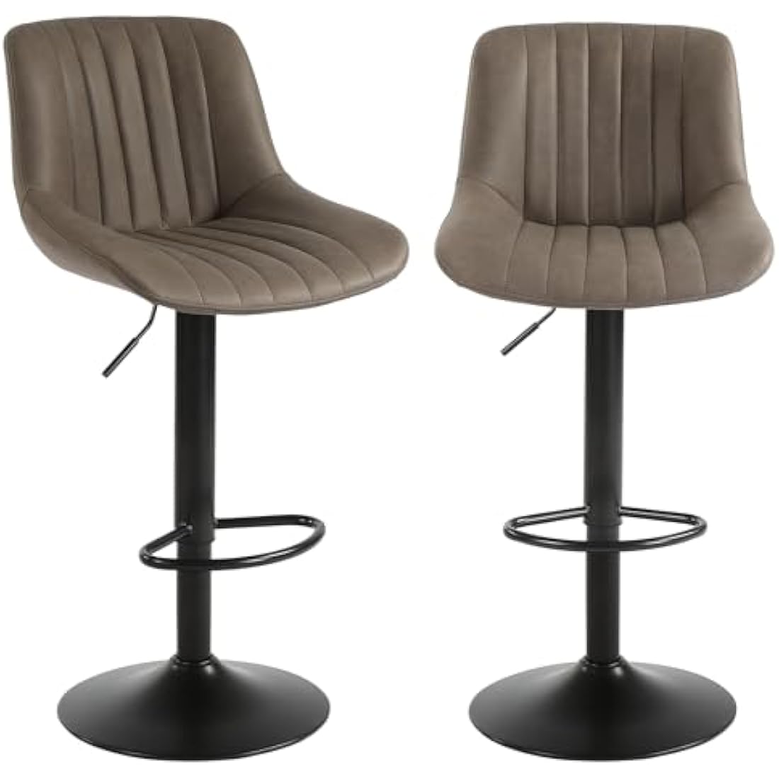Youhauchair Bar Stools Set of 2, Swivel Counter Height Barstools with Back, Adjustable PU Leather Bar Stool, Modern Kitchen Breakfast Bar Stools, Brown