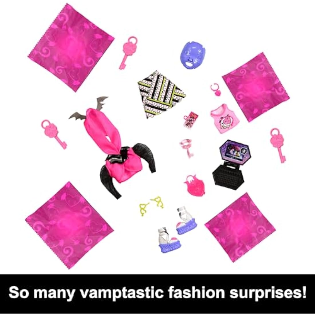 Monster High Doll and Fashion Set, Draculaura Doll, Skulltimate Secrets: Neon Frights, Dress-Up Locker with 19+ Surprises, HNF78