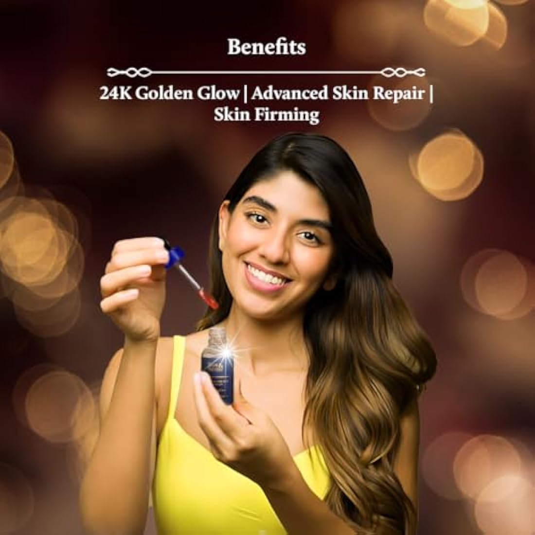 Blue Nectar 24k Gold Serum for Glowing Skin | Natural Kumkumadi Oil Serum for Face Infused with 24K Gold | Ayurvedic Face Serum for Skin Brightening and Skin Firming (24 Herbs, 10ml)