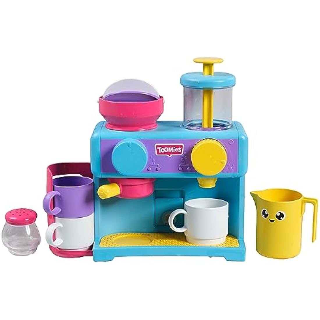 Toomies Bath Barista - Pretend Cafe Baby Bath Toys - Wall Mounted Bubble Bath Play Kitchen Toddler Toys - Kids Kitchen Set Includes 3 Cups, 1 Jug, 1 Shaker - +18 Months Boys Toys & Girls Toys
