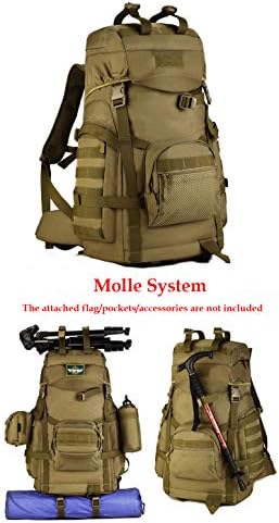 YUHAN Tactical Backpack, 60L Hiking Backpack Military Army Combat Rucksack MOLLE Trekking Rucksack Trekking Backpack