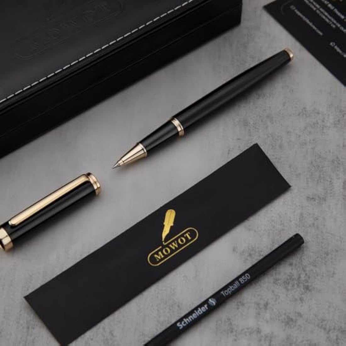 Luxury Rollerball Pen,24K Gold Trim,Noble and Elegant Designs,Schneider Ink Refill, Best Roller Ball Pen Gift Set for Men & Women, Professional, Executive Office, Nice Pens
