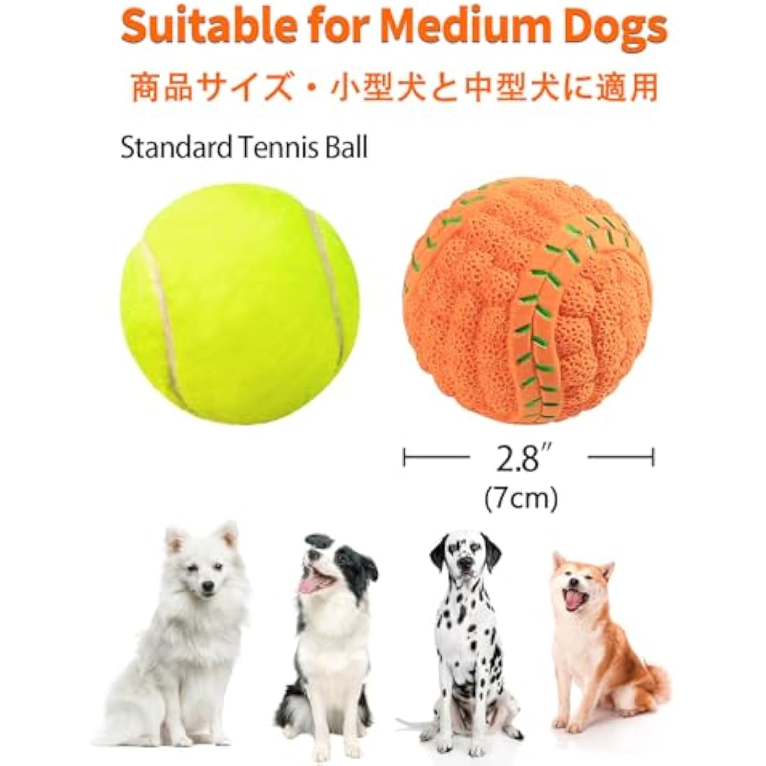 Squeaky Dog Toys, [4 Pack] Interactive Dog Balls with Squeaker for Medium Dogs, 2.8'' Soft Latex Rubber Bouncy Fetch Play Ball Toy