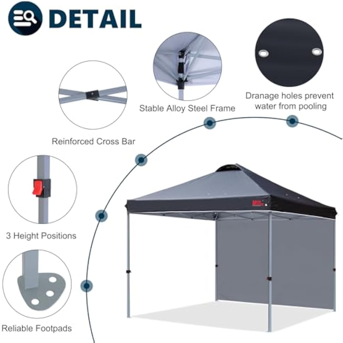 MASTERCANOPY Durable Ez Pop-up Gazebo Tent with 1 Sidewall (3x3M,Black)