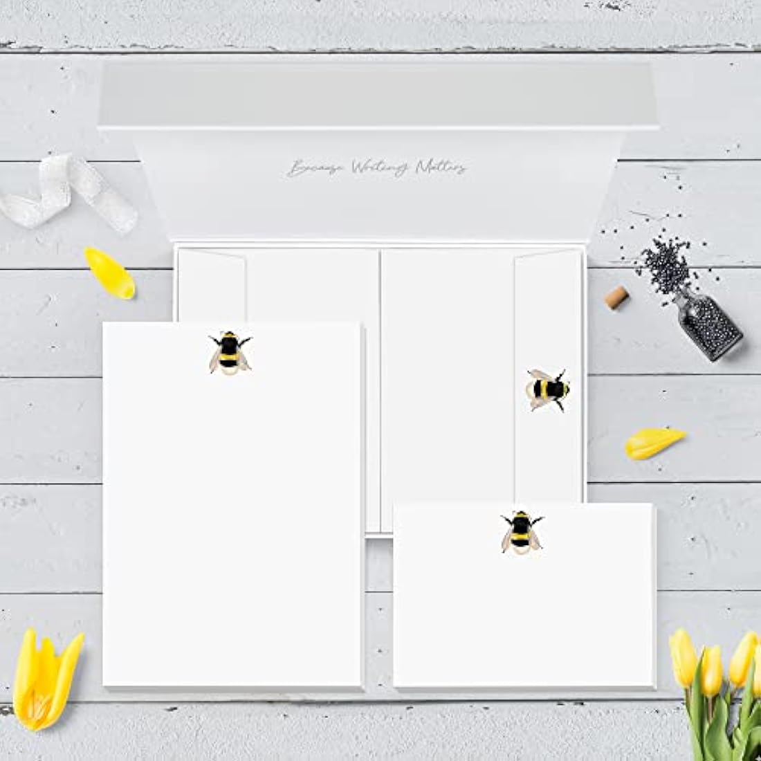 Me Loovely Bumble Bee Letter Writing Paper Notecard and Envelopes Stationery Supplies for School Home & Office | Christmas Gifts (20 Letters, 10 Cards & 30 Envelopes with Gift Box)