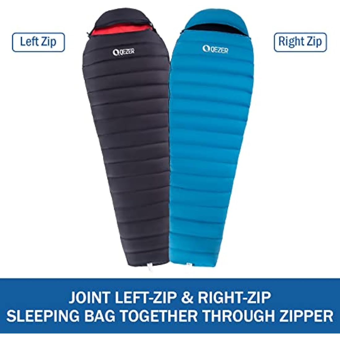 QEZER Ultralight Sleeping Bag for Adults,only 780g Backpacking Sleeping Bag Filled 600+FP Duck Down 5°C 15°C for Camping,and Hiking,Warehouse Outdoor