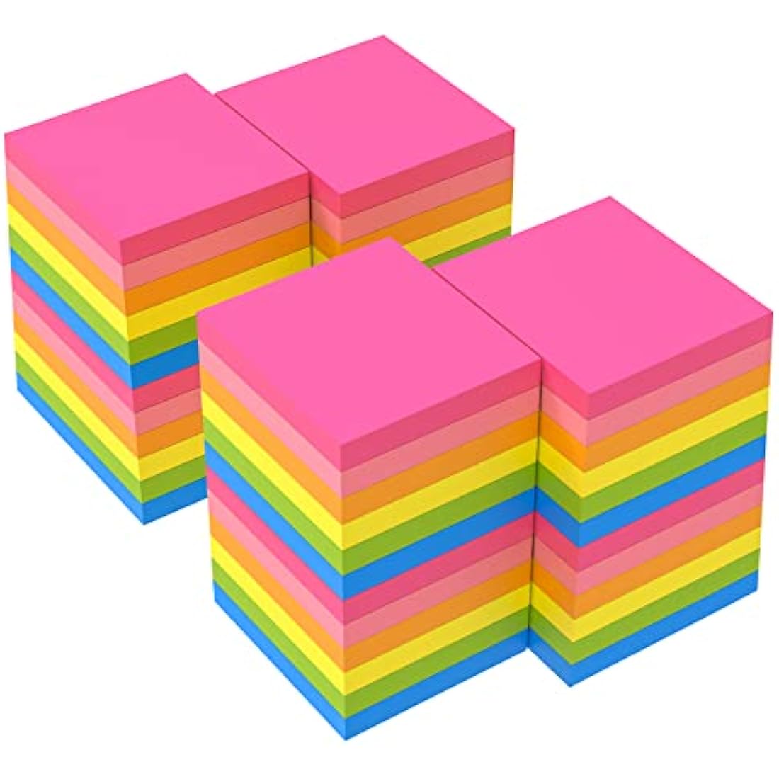 ZCZN 48 Pads Sticky Notes, 76 x 76 mm, 100 Sheets/Pad, 6 Bright Colours Self-Stick Note Pads for Reminders, Value Pack