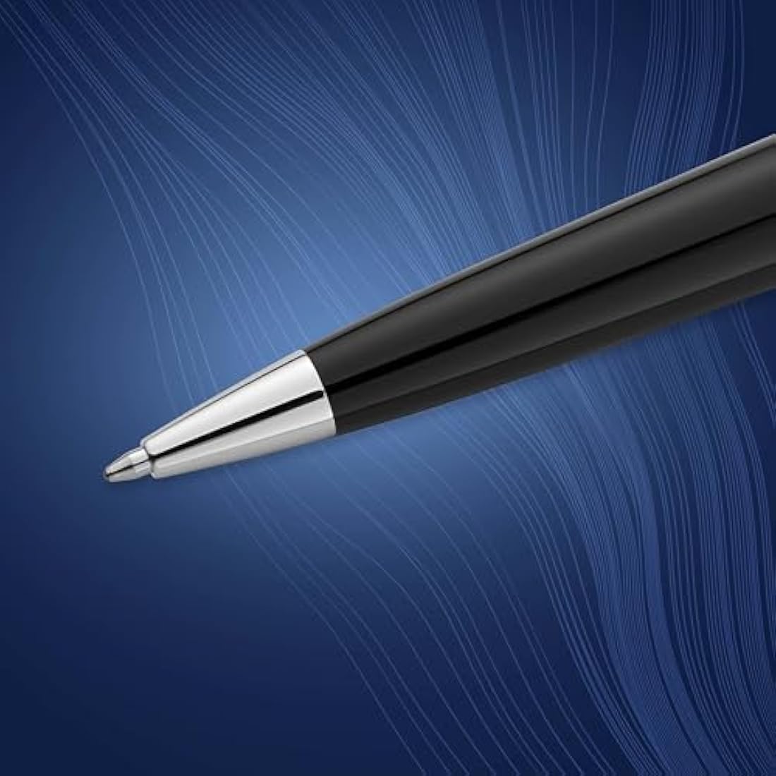 Waterman Expert Ballpoint Pen | Gloss Black with Chrome Trim | Medium Tip | Blue Ink | Gift Box