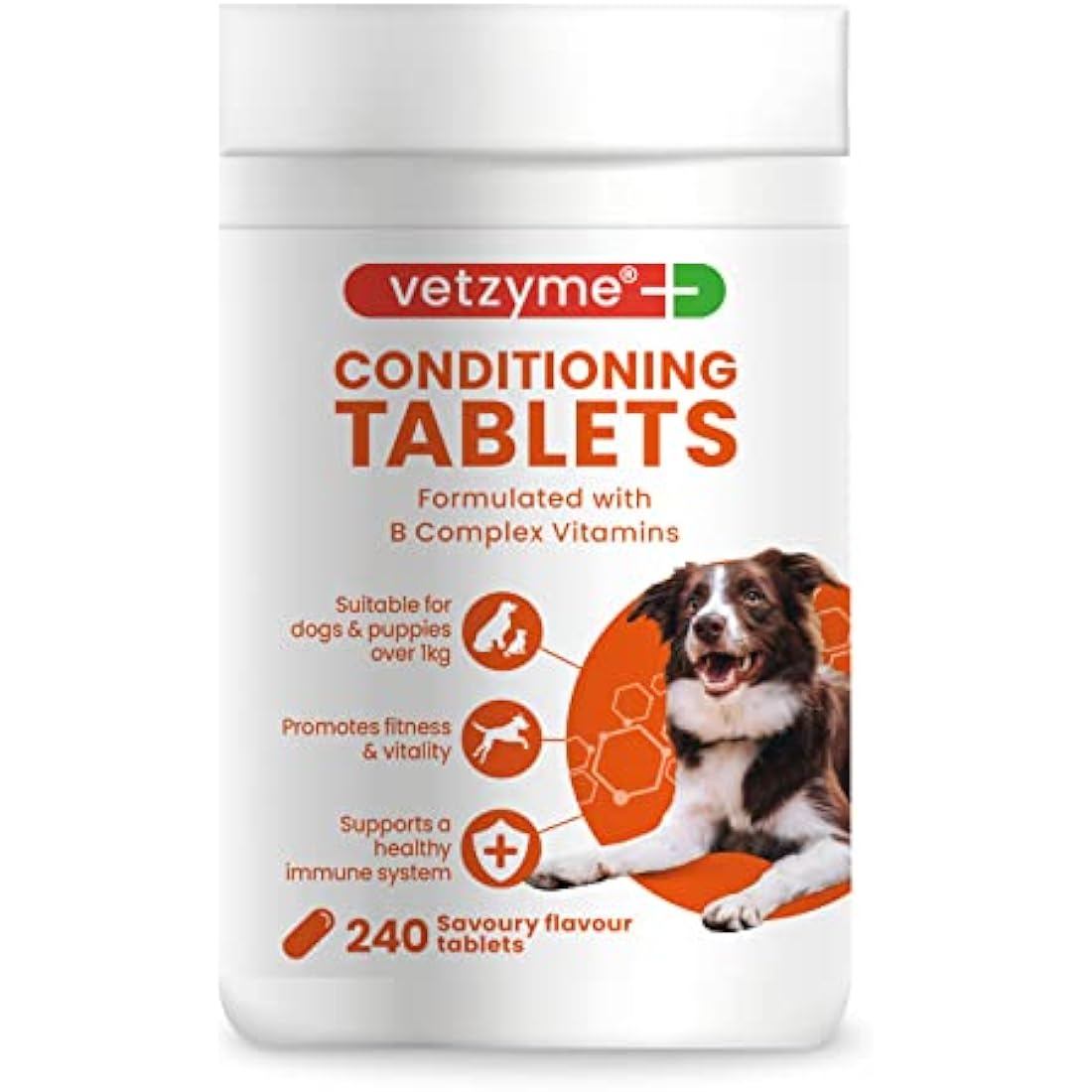 Vetzyme Once A Day Conditioning Tablets for Dogs (240 Tablets) - With B Complex Vitamins to Promote Fitness and Support a Healthy Immune System